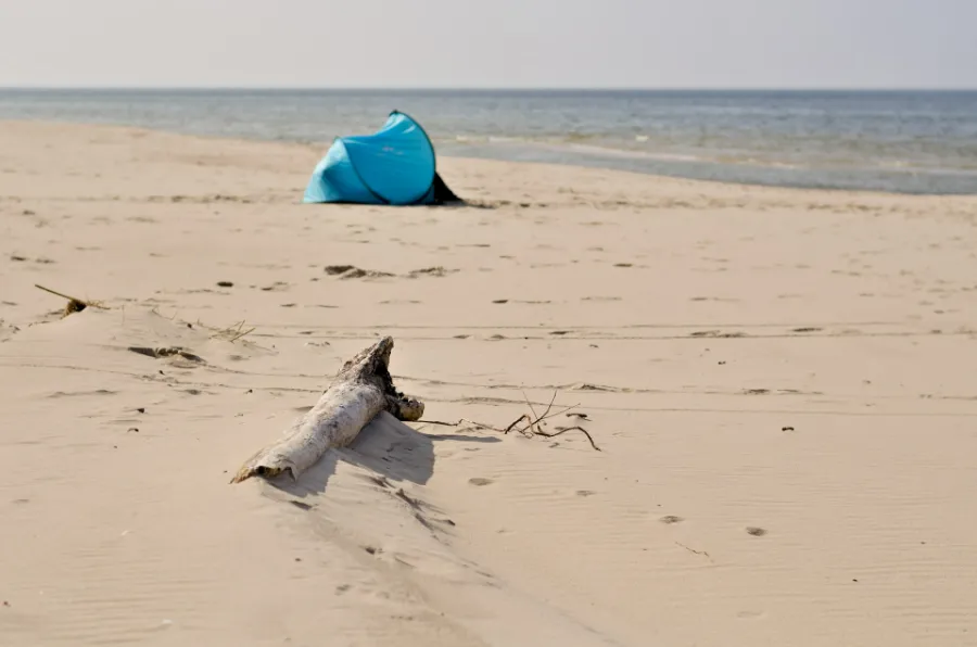 camp on a beach in gavelston