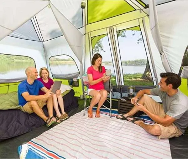 CORE 12 Person Instant Cabin Tent | 3 Room Huge Tent for Family with Storage Pockets for Camping Accessories | Portable Large Pop Up