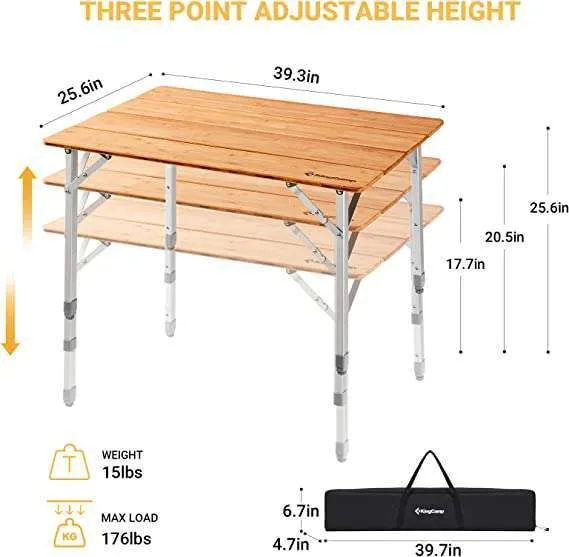 King Camp Table Sizes