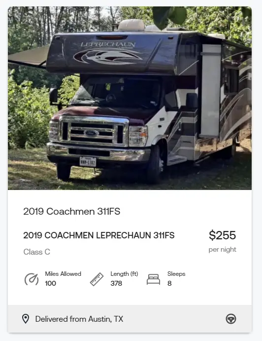 A 2019 Coachman can be hired on Good Sam