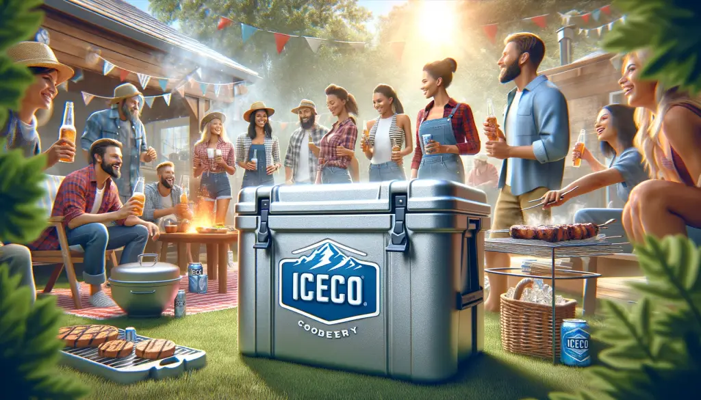 People enjoying an ICECO Cooler Freezer while having a Cookout